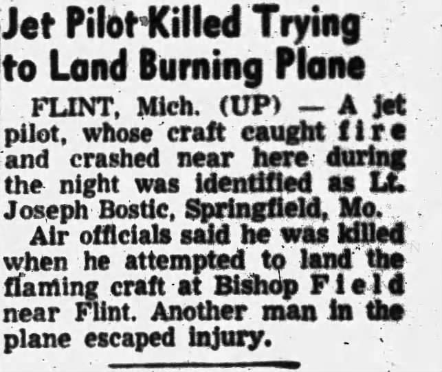 Jet Pilot Killed: Lt. Joseph Bostic