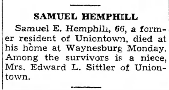 Death Notice: Samuel E. Hemphill