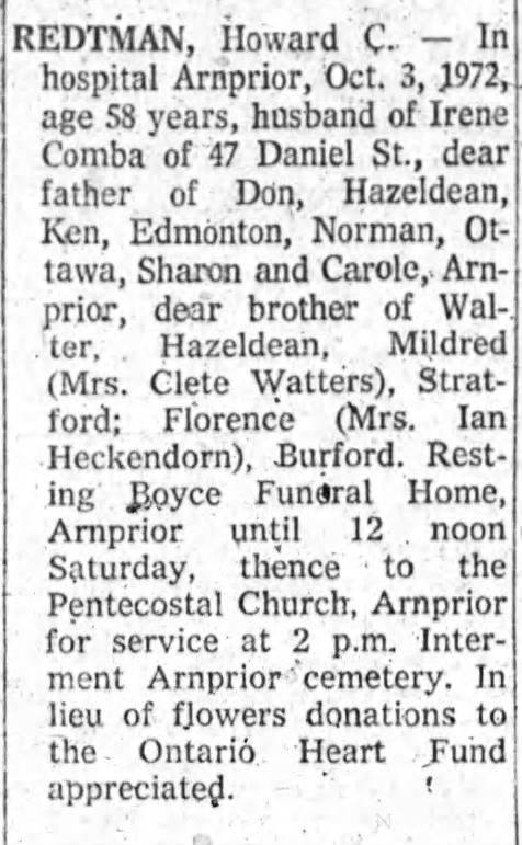 Obituary - Redtman, Howard