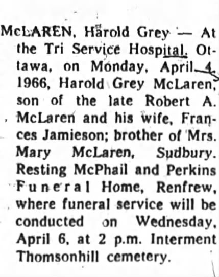 Obituary: Harold Grey McLaren