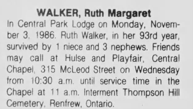Obituary: Ruth Margaret WALKER (Aged 93)