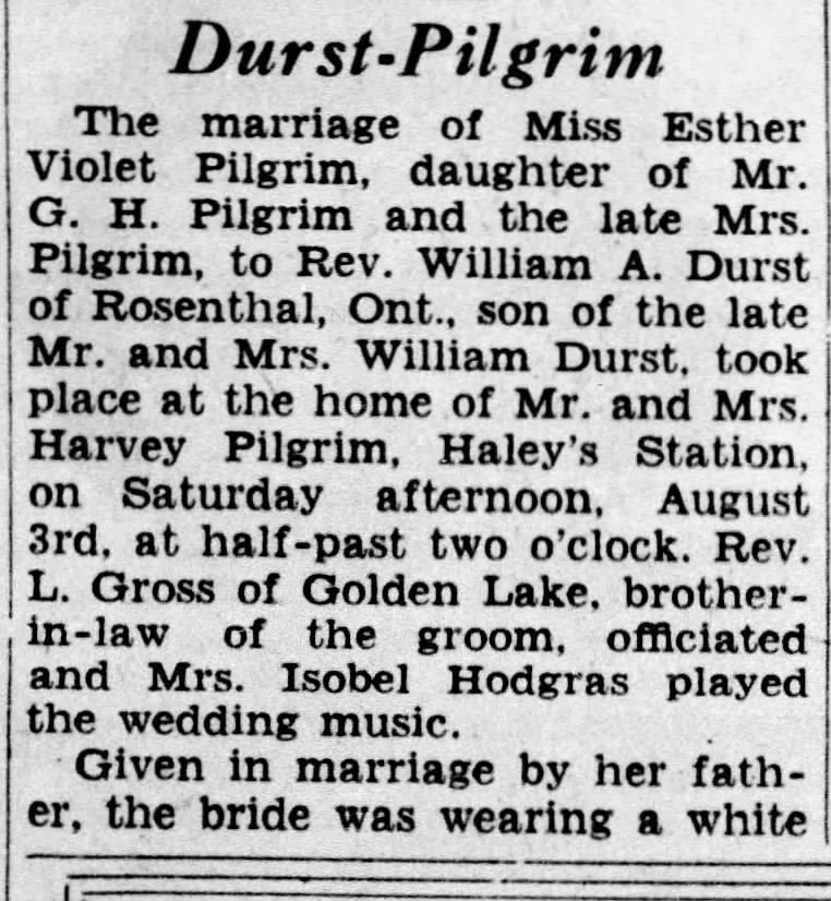Marriage: Durst - Pilgrim