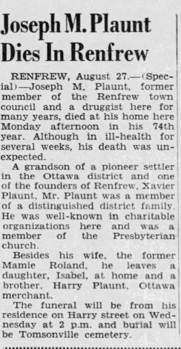Obituary: Joseph M. Plaunt