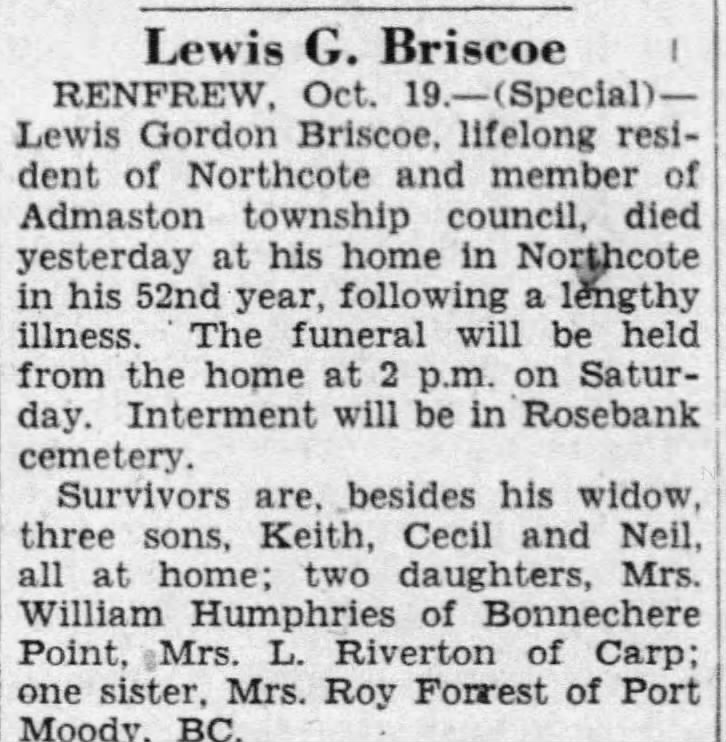 Obituary: Lewis Gordon Briscoe