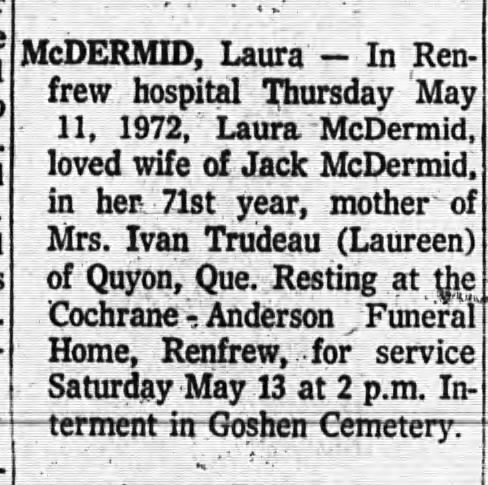 Obituary: Laura McDermid née Mayhew