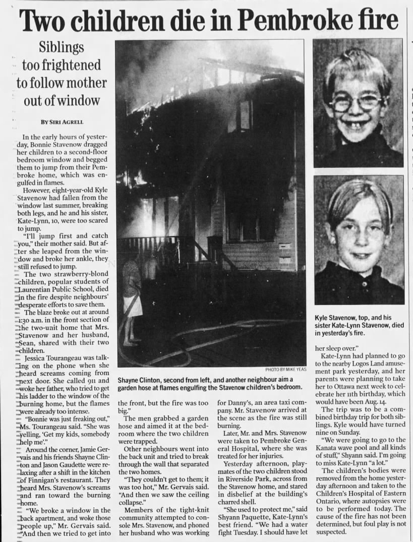 Stavenow children die in house fire