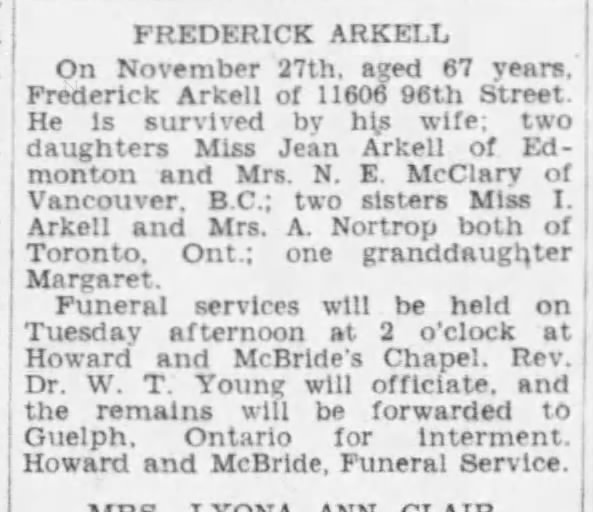 Obituary: Frederick Arkell
