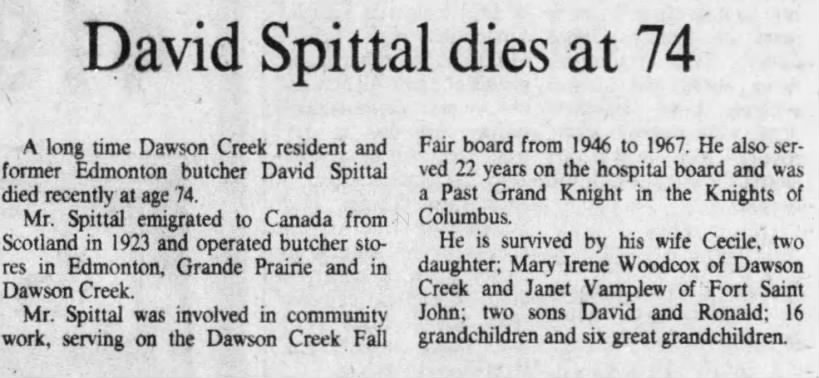 Obituary: David Spittal (Aged 74)