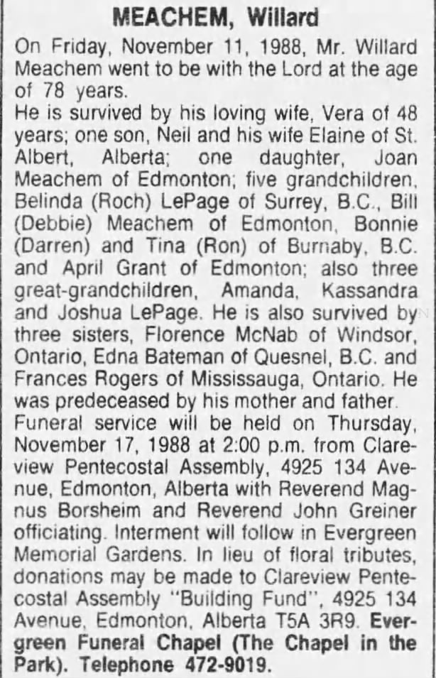 Obituary: Willard Meachem