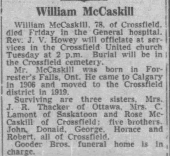 Obituary: William McCaskill