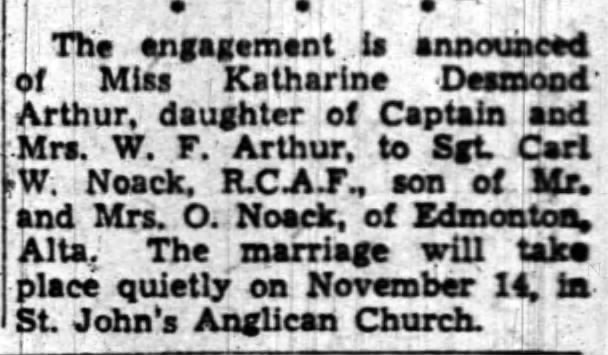 Engagement: Katharine Desmond Arthur and Sgt. Carl W. Noack