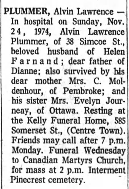 Obituary: Alvin Lawrence Plummer