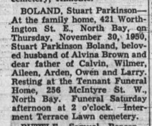 Obituary: Stuart Parkinson Boland