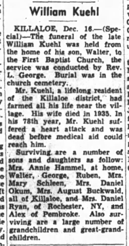 Obituary - William Kuehl