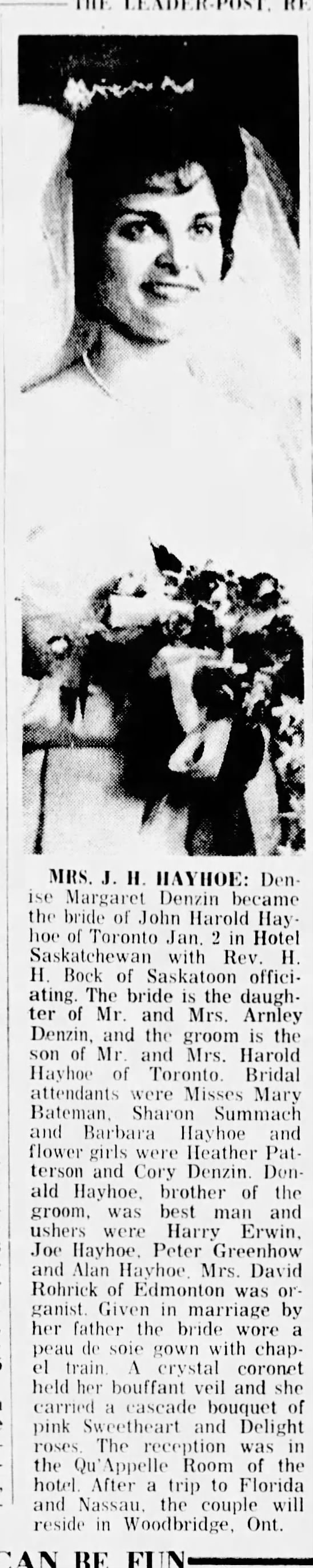Marriage: Hayhoe--Denzin