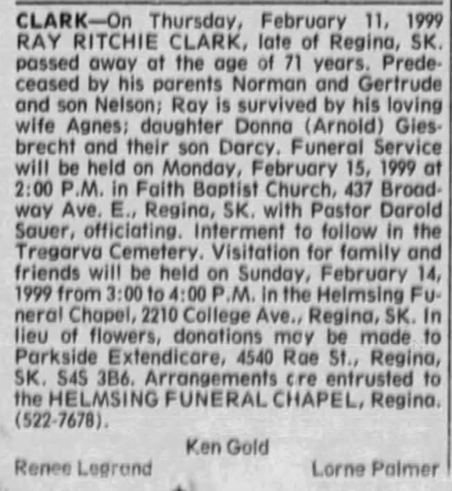 Obituary: Ray Ritchie Clark