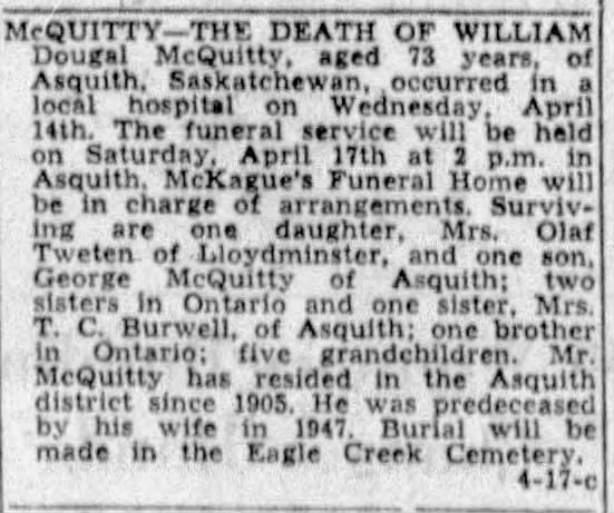 Obituary: William Dougal McQuitty