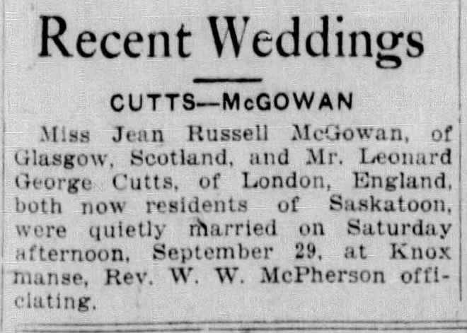 Wedding: Cutts--McGowan