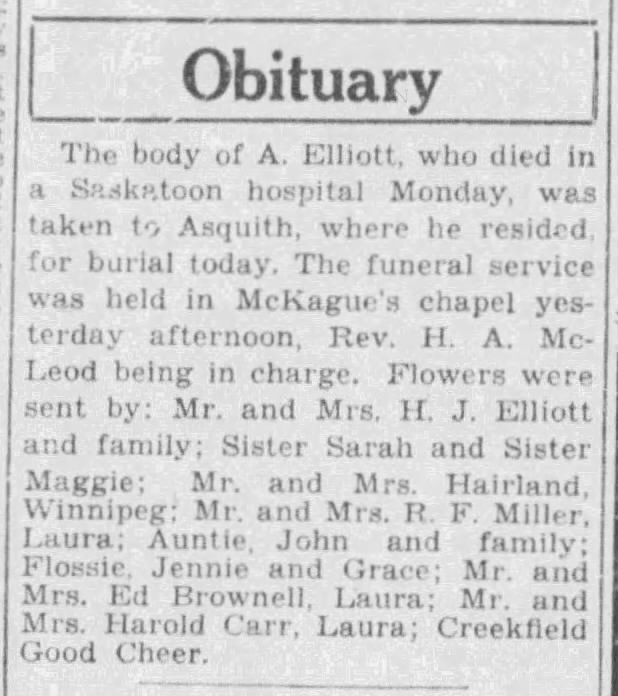 Obituary: A. Elliott of Asquith
