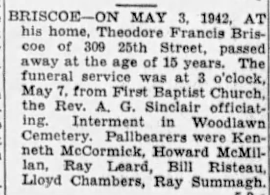 Funeral: Theodore Francis Briscoe