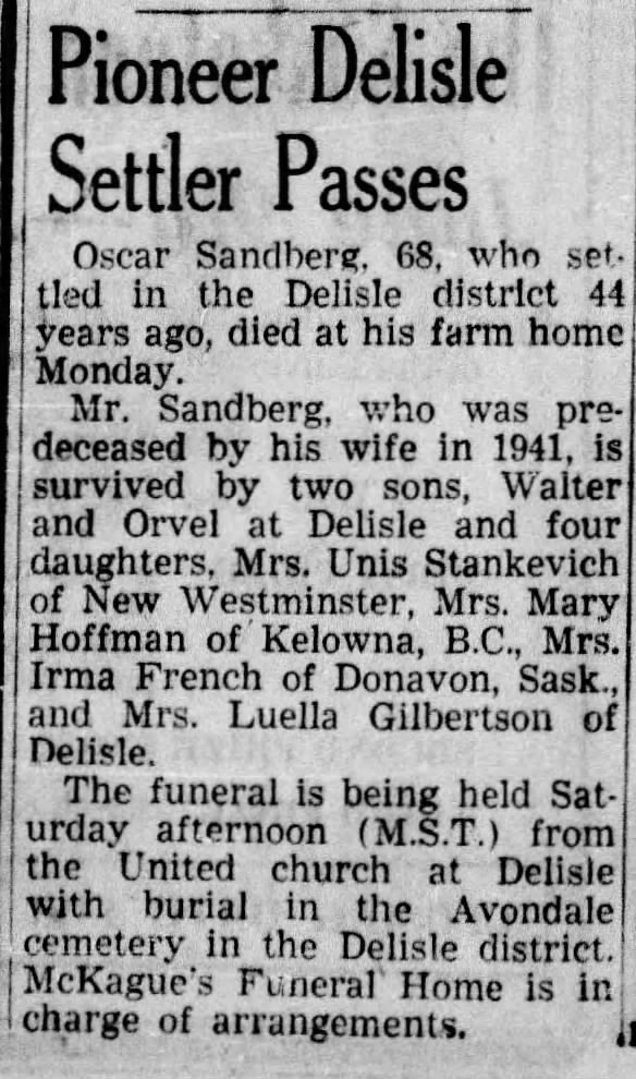 Obituary: Oscar Sandberg