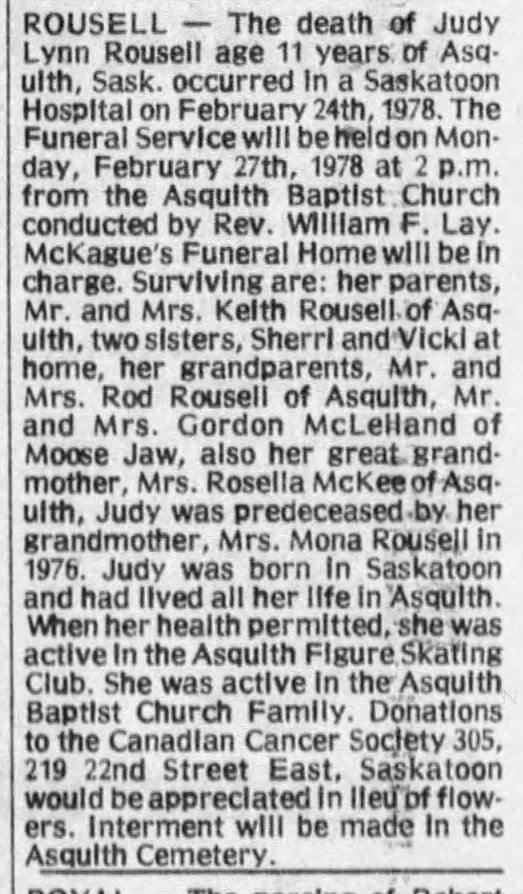 Obituary: Judy Lynn Rousell