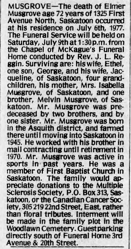 Obituary: Elmer Musgrove