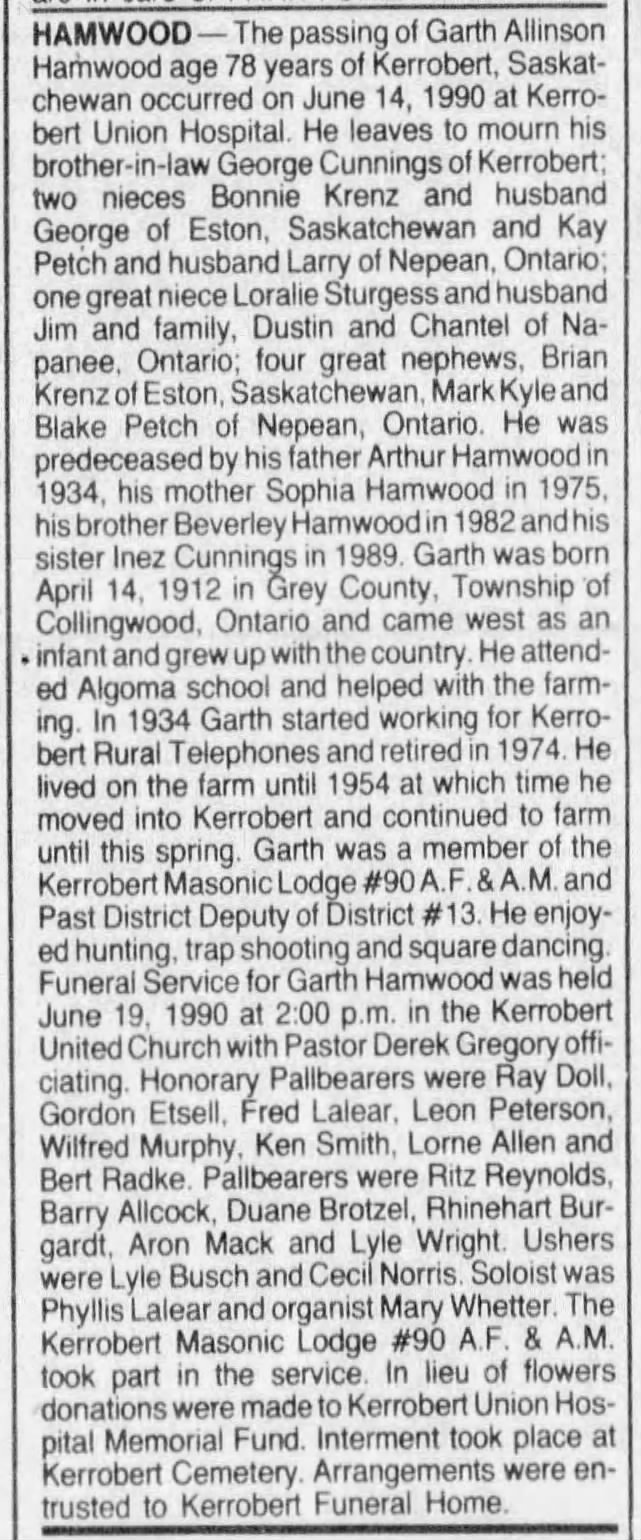 Obituary: Garth Allinson Hamwood