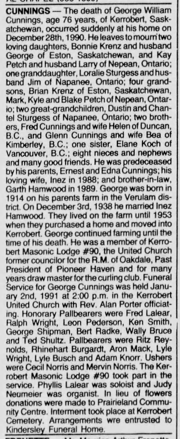 Obituary: George William Cunnings