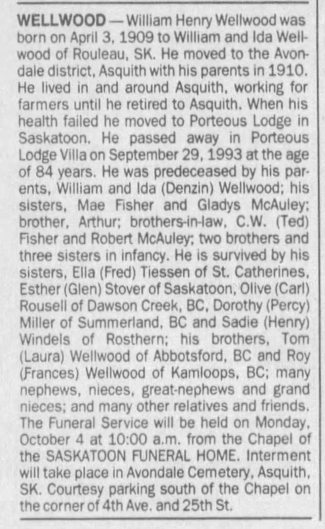 Obituary: William "Henry" Wellwood