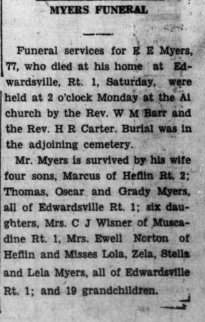 Obituary: E. E. Myers (Aged 77)