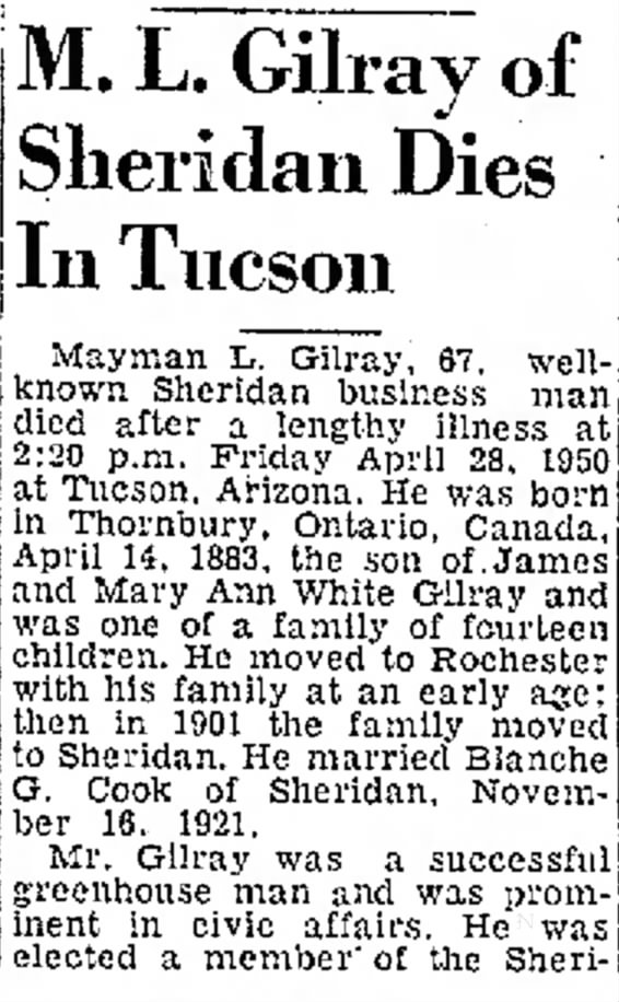 Obituary - Mayman L Gilray - Part 1