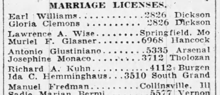 Marriage Licenses: Kuhn - Hemminghaus