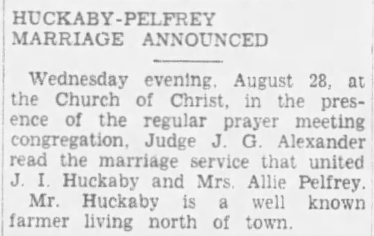 Marriage: Huckaby - Pelfrey