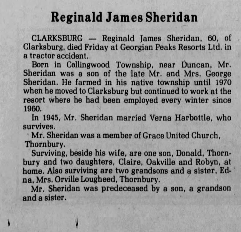 Obituary: Reginald James Sheridan