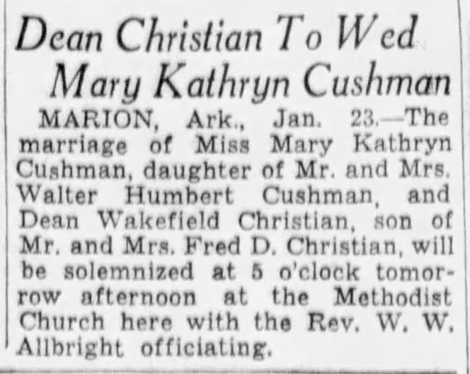 Marriage: Christian - Cushman