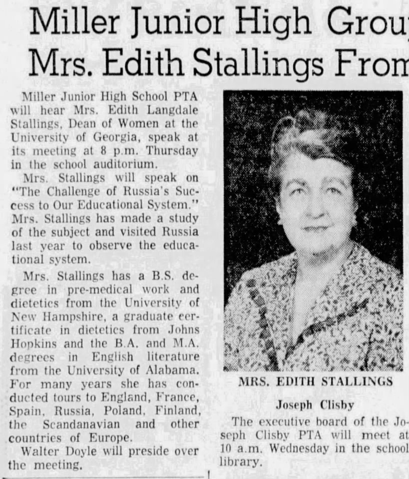Edith Stallings educational summary