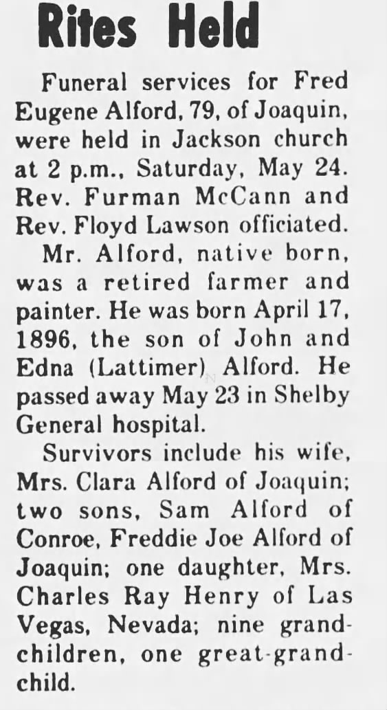Obituary: Fred Eugene Alford