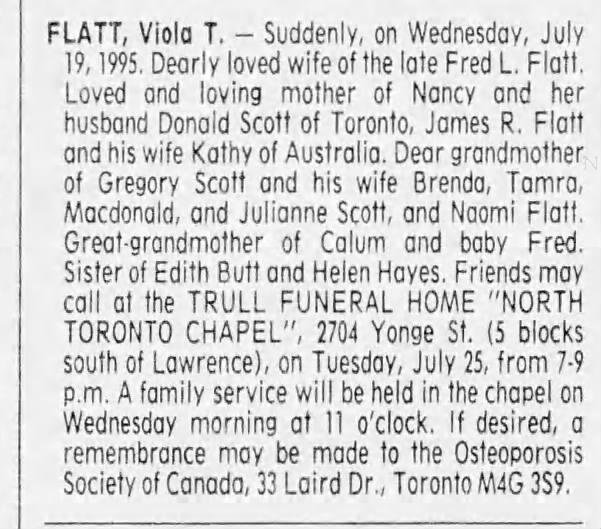 Obituary: Viola T. FLATT