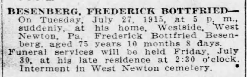 Obit-Besenberg,Frederick-30 Jul 1915