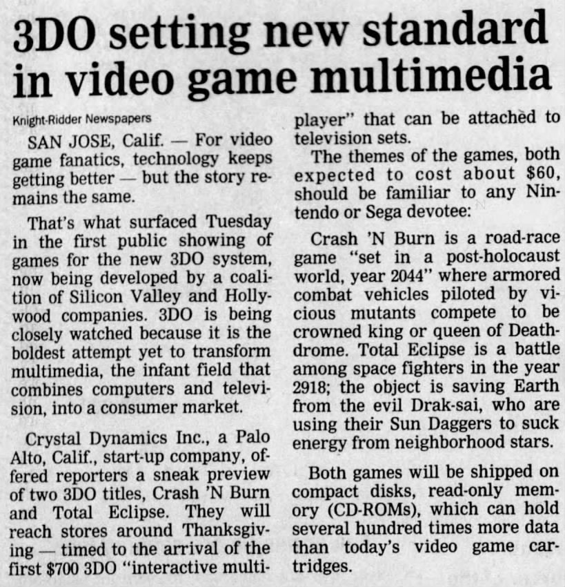3DO setting new standard in video game multimedia