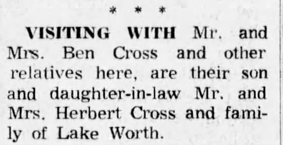 Visiting - Mr. & Mrs. Herbert Cross News-Press (Fort Myers, FL) 24Jul1967