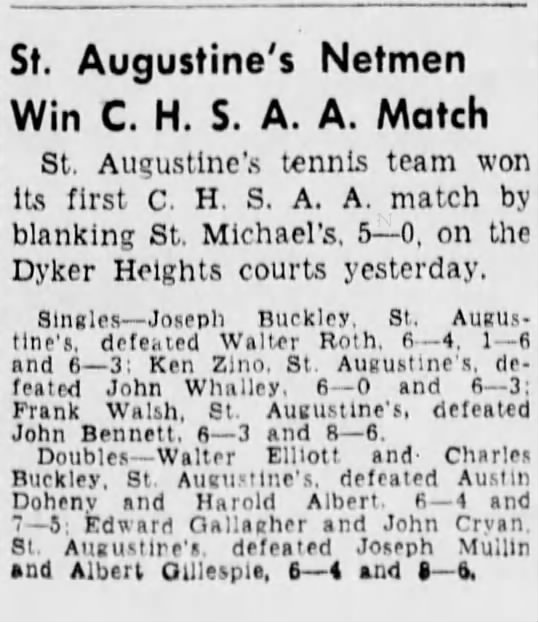 Ken Zino, Tennis, St. Augustine's (21 May 1941)