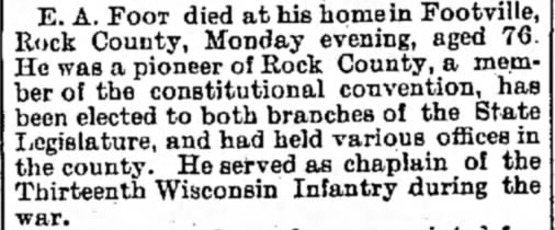 E. A. Foot...; 26 Dec 1885; The Wisconsin; 8