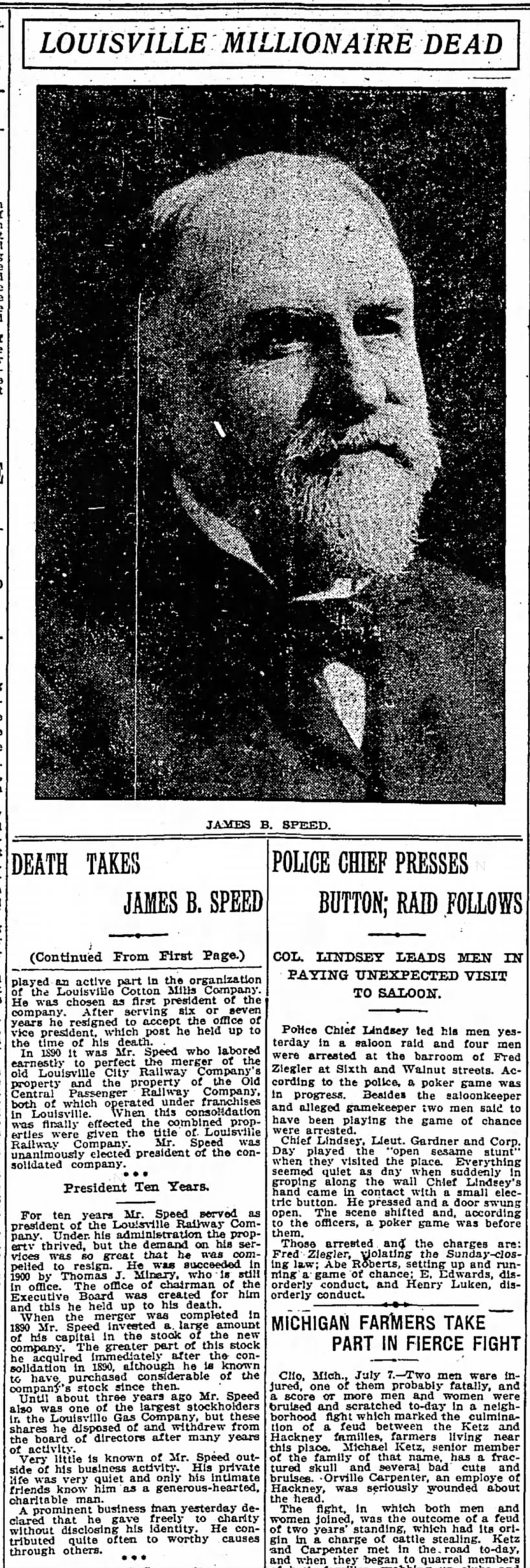 Louisville Millionaire Dead; 8 Jul 1912; The Courier-Journal; 5