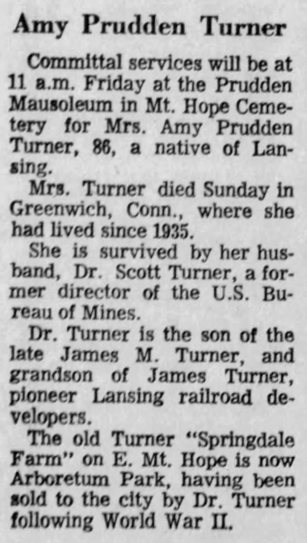 Amy Prudden Turner; 9 Feb 1972; Lansing State Journal; B-2