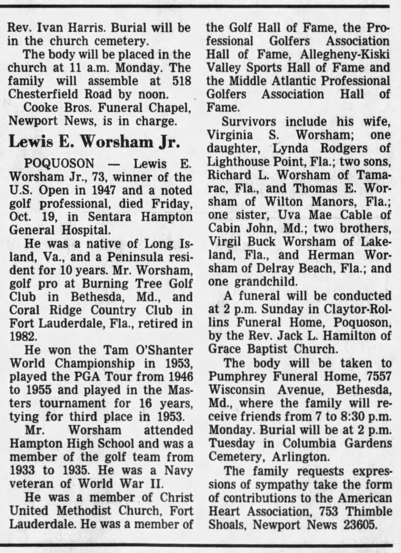 Lewis E. Worsham Jr.; 20 Oct 1990; Daily Press; 22