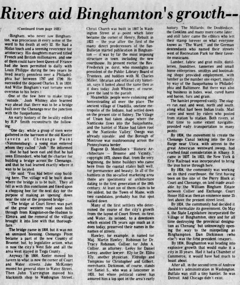 Rivers aid Binghamton's growth; 4 Jul 1976; Press & Sun Bulletin; 19H