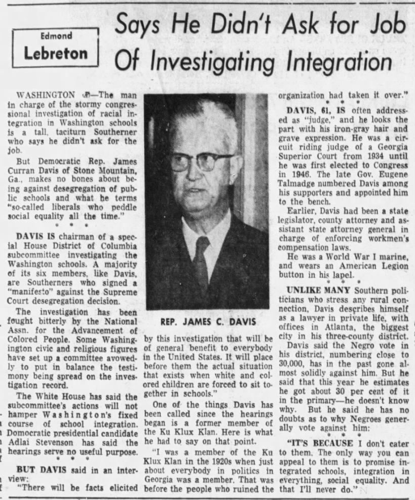 Says He Didn't Ask for Job Of Investigating Integration; 29 Sep 1956; Elmira Advertiser; 4