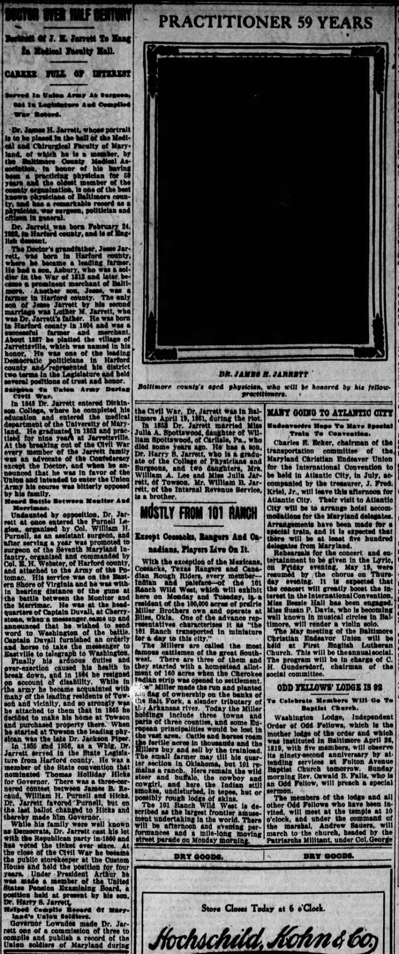 Doctor Over Half Century; 22 Apr 1911; The Evening Sun; 3
